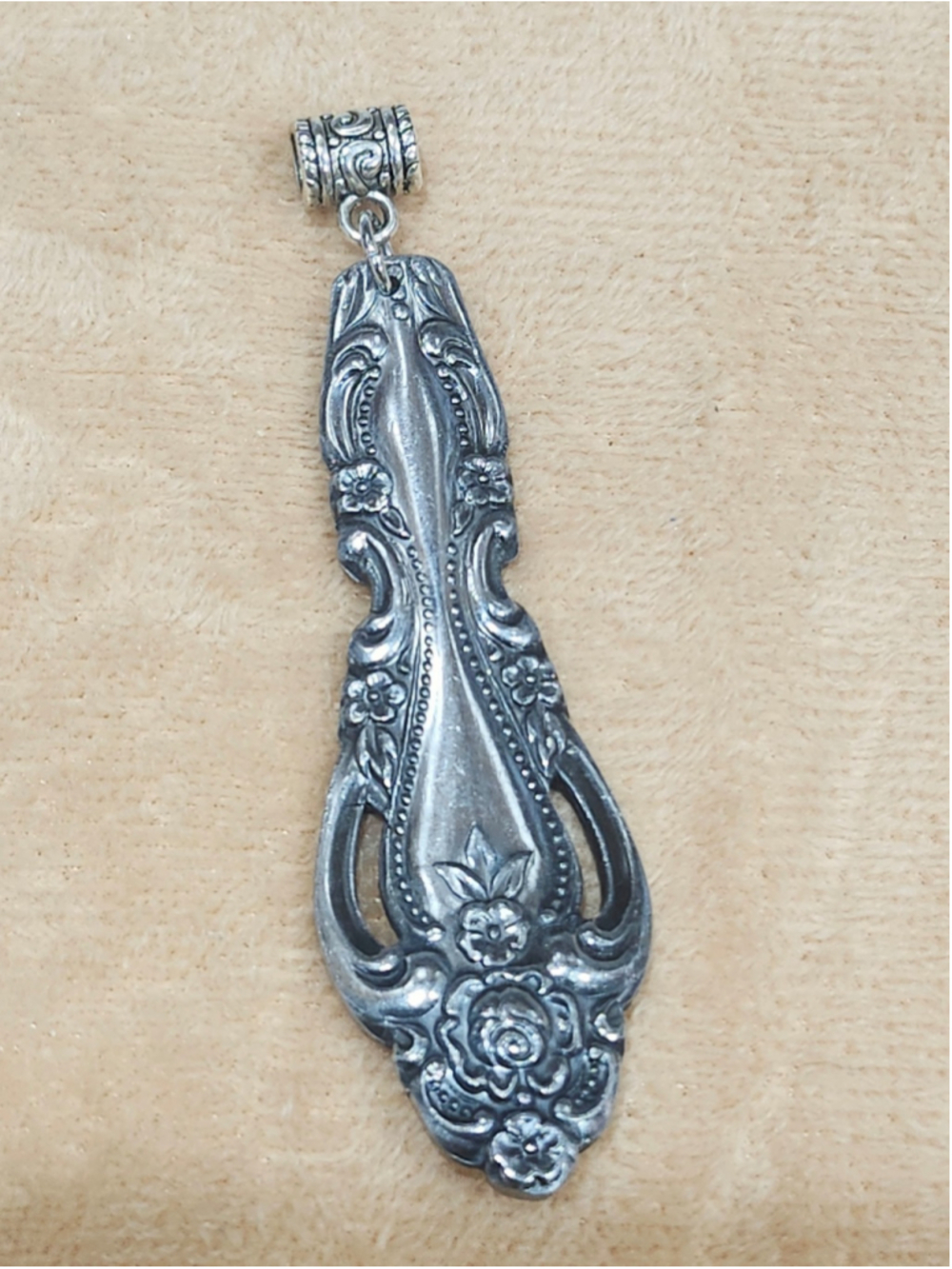 Vintage Spoon Handle Pendant Charm Stainless Steel Silverwear Jewelry